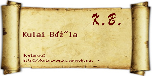 Kulai Béla névjegykártya